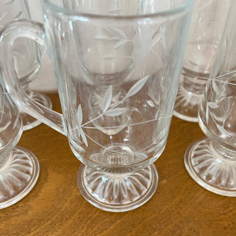 Set Of 10 Princess House Heritage Glass Footed Irish Coffee Mug Tea Cup